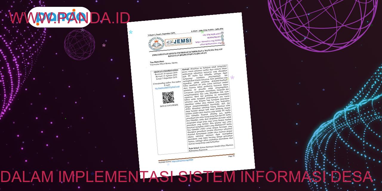 Sumber daya manusia dalam implementasi sistem informasi desa